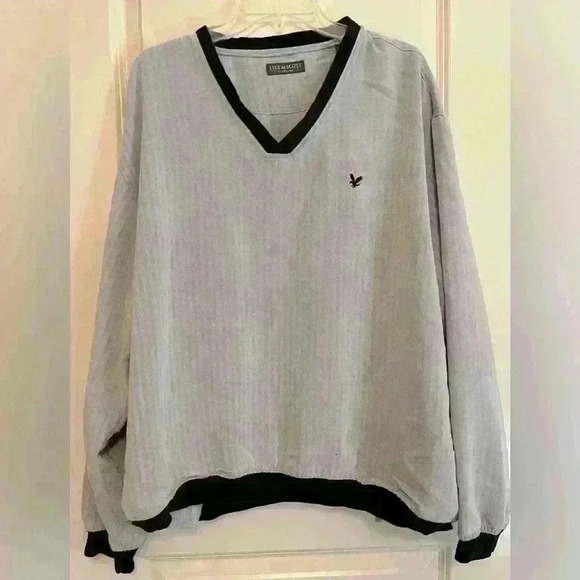 Lyle & Scott Gray/Black Crewneck Golf Pullover Windbreaker Size XL - Picture 1 of 8